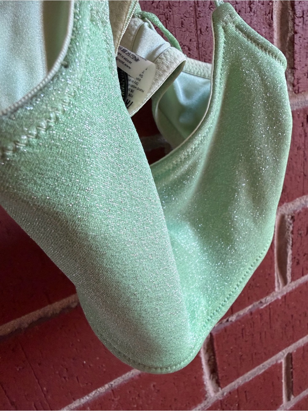 Triangl Shimmery Light Green Bikini Top Size Small